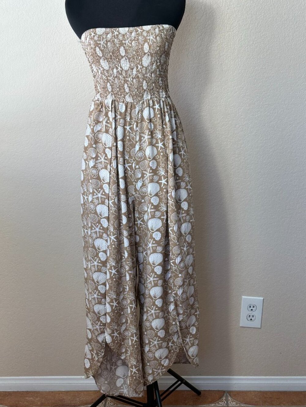 Arden B L Seashell Starfish Strapless Palazzo Jumpsuit